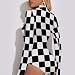 MUMEHAZ Women's Long Sleeve Bodysuit Jumpsuit High Neck 2025 Sexy Body Suits Shirt Slim Fitted Tops (Black And White Race Waving Checkered)