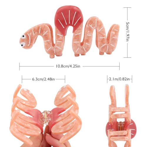 Personalised Acetate Smiley Face Pink Worm Hair Claw Clip for Women Girls Gift 1 Piece