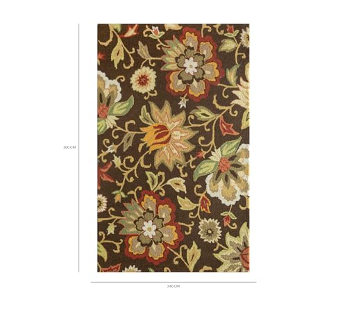 Image of Jaipur Rugs Handmade Wool Rug 8x10 Feet - Beige & Brown Floral Carpet - Traditional Area Rug for Living Room, Bedroom & Home Decor