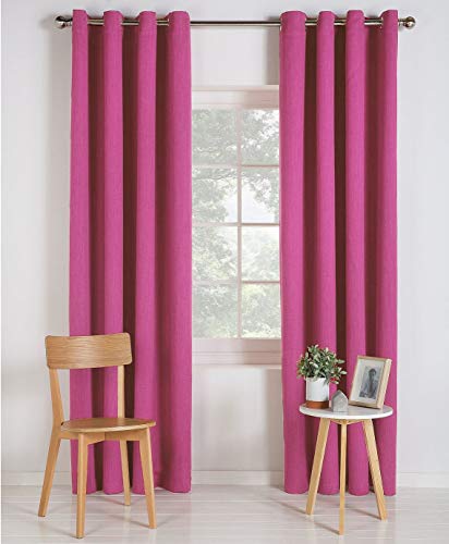 Value Comfort Home Thermal BLACKOUT Light & Noise Insulation Eyelet Ring Top Fully-Lined Curtains With Tie-Backs | Size & Colour Options pink 66x54