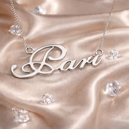 Image of Pari Cursive Gold & Silver Name Pendant Necklace, Best Jewelry Gift for Girls.