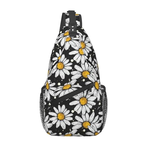MAGIFUN Daisy Floral Women's Sling Backpack Nylon Shoulder Daypack Hiking Shoulder Bags Mini Chest Bags Sling Bag for Gym Sport Travel Hiking, Vintage Flower