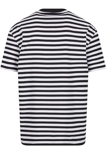 Urban Classics Camiseta de Rayas Regulares, Negro/Blanco, L para Hombre