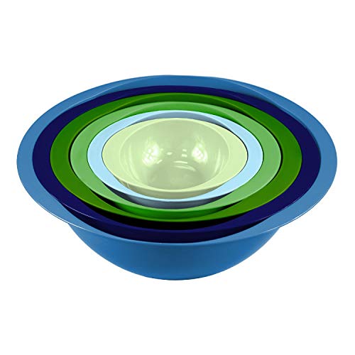 Colourful 6PC Nesting Plastic Mixing Bowls Set with Easy Grip Handles: 5.7L, 3.8L, 2.4L, 1.4L, 710ml & 295ml - Style 1 Colourful 6PC Nesting Plastic Mixing Bowls Set with Easy Grip Handles: 5.7L, 3.8L, 2.4L, 1.4L, 710ml & 295ml - Style 1