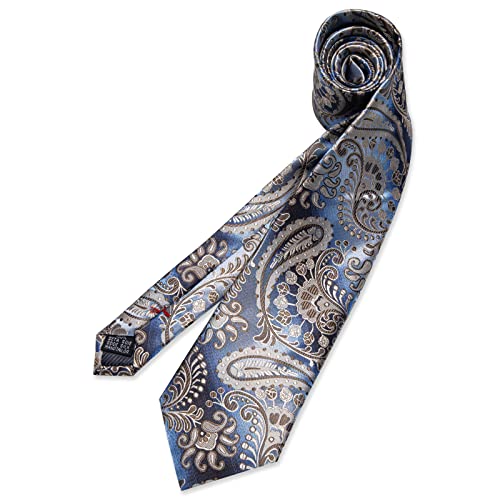 Image of DiBanGu Mens Paisley Tie Set Silk Woven Jacquard Necktie and Pocket Square Cufflinks Gift Set for Wedding Bussiness