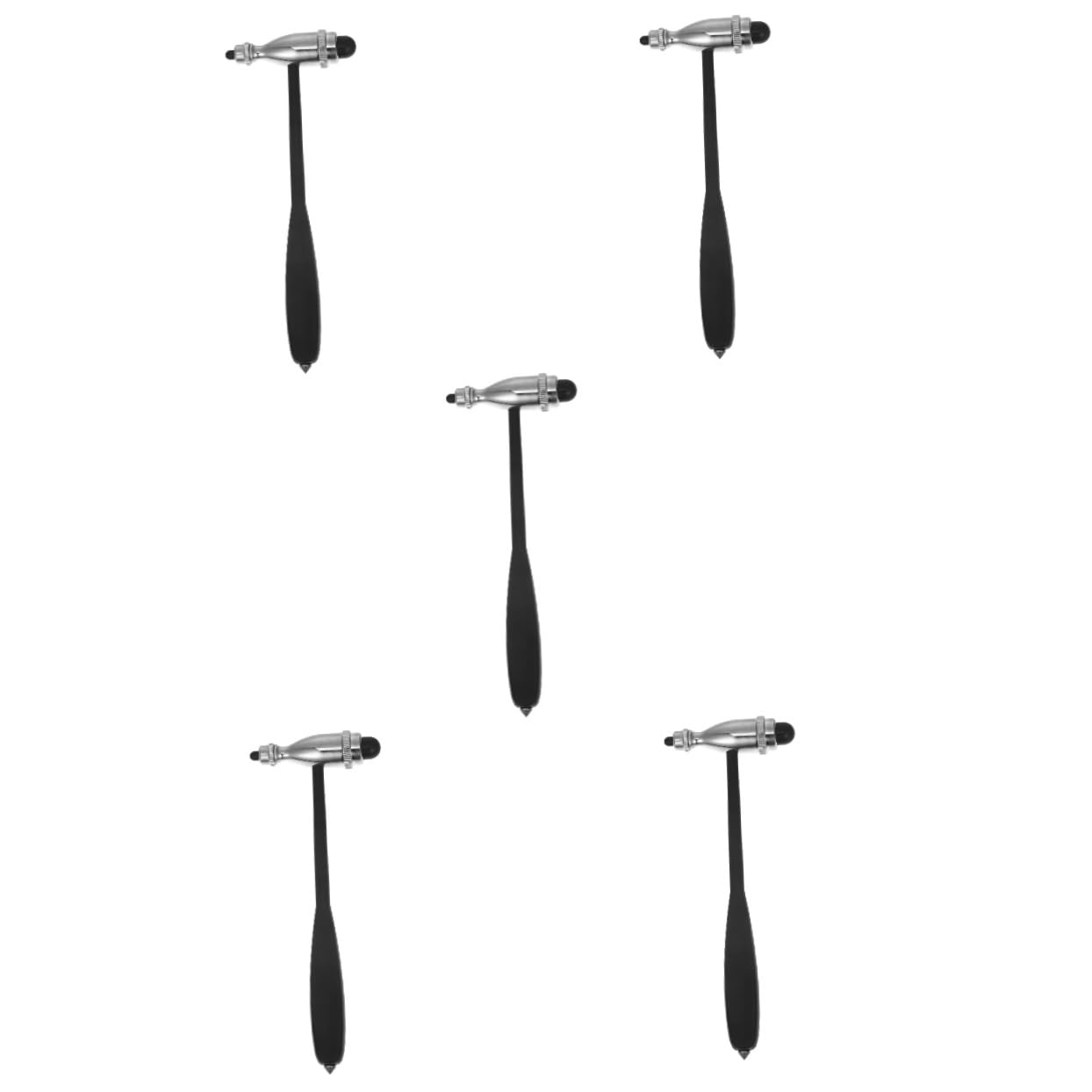 Cabilock 5 Pezzi strumento a percussione percussioni neurologiche martello forniture ospedaliere martello di prova paziente martelli di prova Acciaio inossidabile Nero