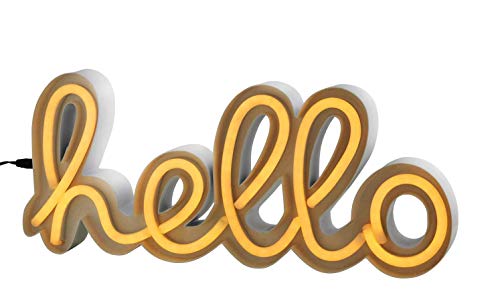 Preisvergleich Produktbild KHG Hello LED Schriftzug Weiß Stimmungsbeleuchtung Leuchtmittel 32 x15 cm Steckdose