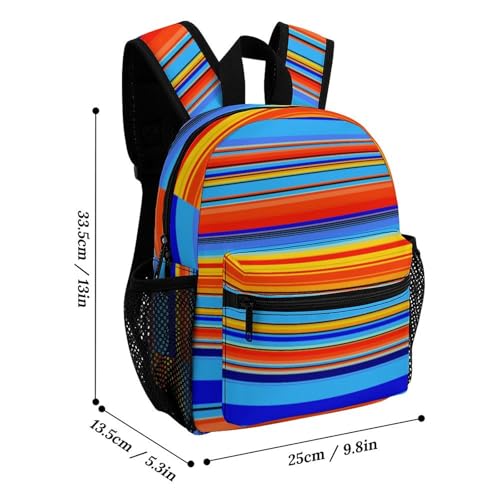 Mexican Serape 13 Inch Backpack Lightweight Double Shoulder Bag with Zippers Unisex Daypack2