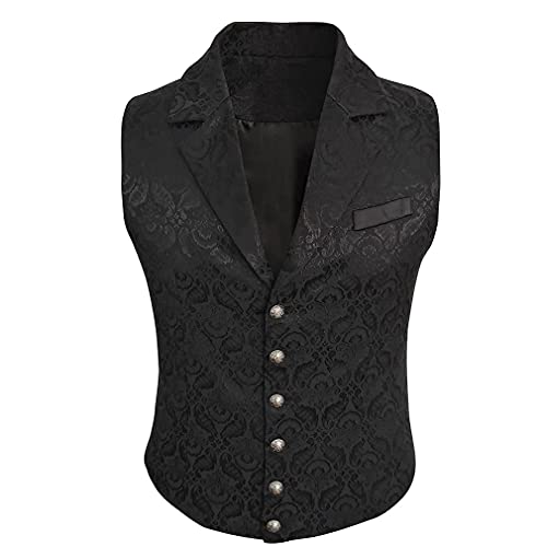 Mens Victorian Suit Vest Steampunk Gothic Waistcoat (Black, Large) #TOP1