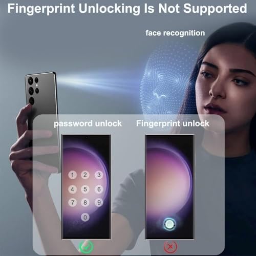 Image of EZ-GLAZ Curved Privacy Tempered Glass for Samsung Galaxy S23 Ultra (Pack of 1) | UV Screen Protector with Fingerprint Unlock Support | 9H Hardness | Anti-Spy Privacy Guard | HD Clear | Bubble Free Installation