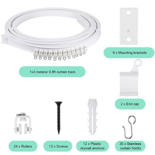 Jetec Curved Ceiling Curtain Track 9.8ft White - Image 3