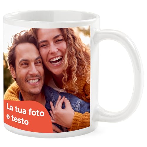 Cimpress Tazza Personalizzata con Foto o Testo, Tazza in Ceramica da 325 ml con Manico Bianco, Mug con Immagine Personalizzata, Idea Regalo o per Uso Aziendale, Perfetta per Casa e Ufficio