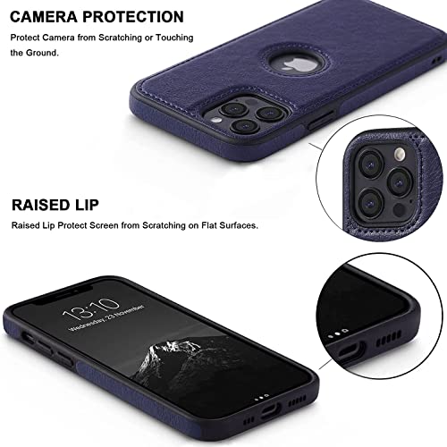 Image of M7 Back Cover Compatible with iPhone 13 Pro Flexible Slim Leather Case for iPhone 13 Pro (Blue)