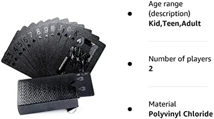 Joyoldelf Cool Black Gold Foil Poker Playing Cards, Waterproof Deck of Cards with Gift Box, Use for Party and Game