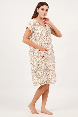 Image of Breezly Woman's Long Short Calf Length Pure Cotton Nighty
