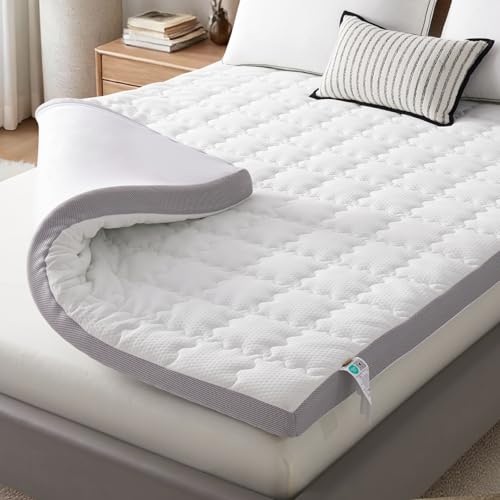 SAPHREAS Memory Foam Mattress Topper Queen Size, Back Pain & Pressure Relief, 3