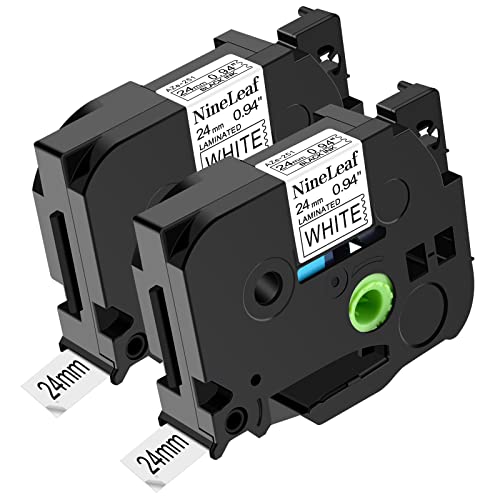 NineLeaf 2 cintas de etiquetas TZe-251 TZ-251 de 24 mm, color negro sobre blanco, compatible con impresoras de etiquetas Brother P-Touch PTD600 PT-E550W PT-P700 PT-E550W Cover