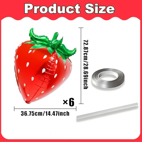 Image of 4D Red Strawberry Balloons Strawberry Foil Balloons for Strawberry Birthday Party Decoration Strawberry Baby Shower Party Berry First Birthday Party Decorations Sweet One Birthday Party Picnic Decor