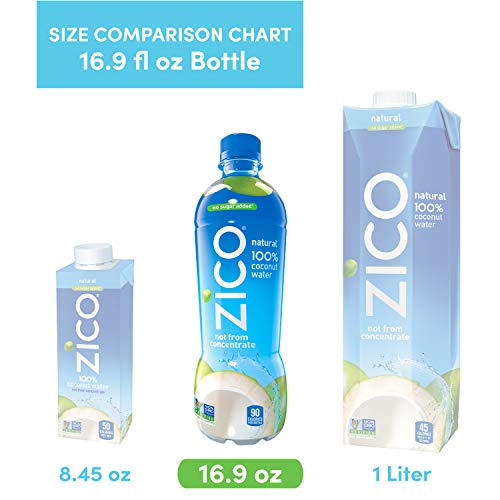 Image of Zico 100% Coconut Water, NO added Sugar, Refreshingly Delicious, Hydration with Electrolytes, 16.9 Fl Oz (Pack of 12)