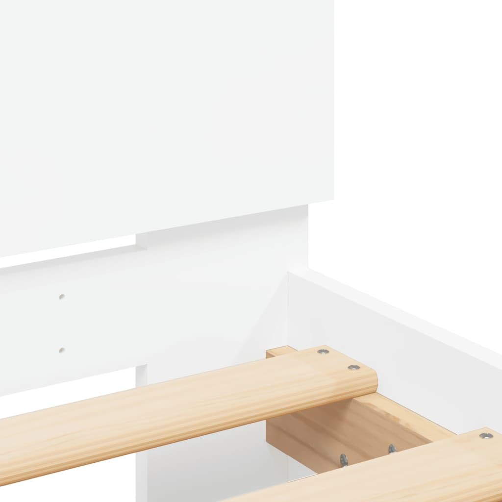 vidaXL Bettgestell, Bettrahmen mit Lattenrost, Bett Gästebett mit Kopfteil, Einzelbett Schlafzimmerbett Schlafzimmermöbel, Weiß 100x200cm Holzwerkstoff