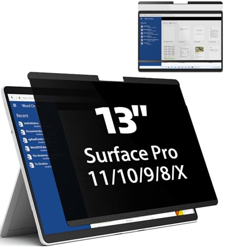 Image of Mamol Magnetic Privacy Screen for 13 inch Surface Pro 11 /10 /9 /8 /X, Removable Anti Glare Blue Light Filter, Anti-Spy Screen Protector