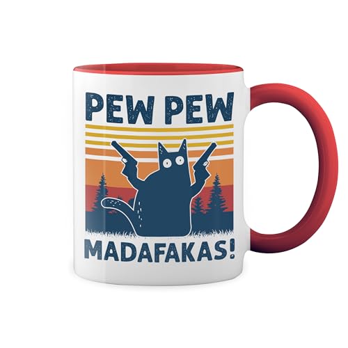 Trending new Pew Madafakas Lover branco caneca aro e cabo com vermelho Mug