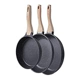 MOBUTA Nonstick Frying Pan Set Egg Pans Nonstick Omelette Pan Set Induction Pan Set, Die-Casting Skillets for Induction Stovetop, PFOA-FREE with Granite Coating, 8+10+11 Inch