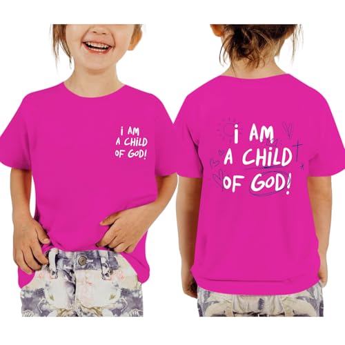 Image of KEEVICI Cute I Am A God of Child Shirt Girls Graphic Tees Christian T Shirts for Kids Jesus Religious Faith Cotton Summer Top