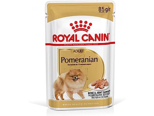 Royal Canin Pomeranian Adult | 12 x 85 g | Alleinfuttermittel für Hunde (Mousse) | Für ausgewachsene und ältere Zwergspitze | Ab dem 8. Monat | Angepassten Mineralstoffgehalt