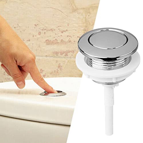 RANRAO Válvula de repuesto empotrada de 38 mm con alambre, cromo de ahorro de agua para tanque de cisterna ideal, botón de tanque de agua de baño Cover