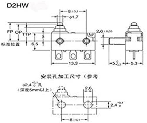 Micro-interrupteur D2HW-EL291H-A515-AQ étanche de course verticale - 4