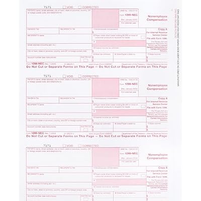 1099 NEC Tax Forms 2025,and 25 Self-Seal Envelopes, 25 3 Part Laser Tax Forms Kit, Pack of Federal/State Copy's, 1096's Great for QuickBooks and Accounting Software