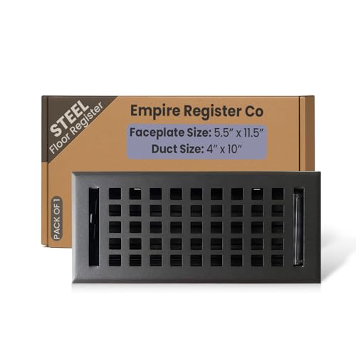 Empire Register Co, Steel Floor Register - 4x10 inch, Square