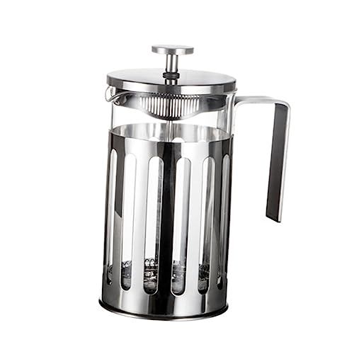 TIDTALEO Explosion-proof French Pressure Pot 304 Stainless Steel High Borosilicate Glass Teapot Heat Resistant Flower Pattern