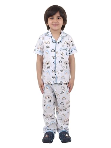 Image of POLKA TOTS 100% Pure Cotton Half Sleeve Night Suit for Kids, Girls & Boys | Cotton Pyjama Set | Unisex Night Dress for Children | Night Suit for Girls |Sleepwear for Kids | Winter Night Dress for Boys