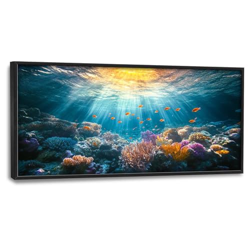Quorin Ocean Large Wall Art Undersea Pictures Sea Nautical Wall Decor Coral Reef Fish Canvas Print Painting Artwork for Bathroom Living Room Bedroom 60L x 30W