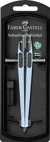 FABER-CASTELL 574474 - Schnellverstellzirkel Grip sky blue, inkl. Ersatzteilen und Zirkelminen