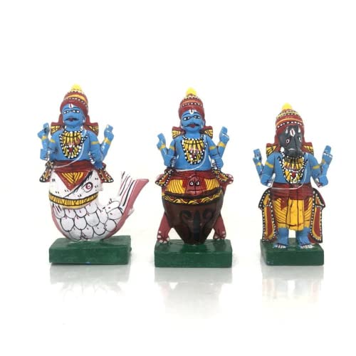 Hastha Kalalu set de 10 estatuas de madera 3 pulgadas miniatura 2
