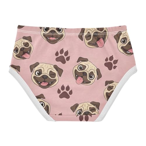 Cotton Girls Underwear Toddlers Cartoon Pug Paw Prints Pink Panties for Girl Animal Undies Kids Briefs 2t2