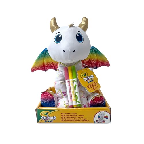 CRAYOLA - Colour Me Plush, Dragón, Peluche para Colorear con 3 Rotuladores, Actividad Creativa y Regalo para Niños, a Partir de 3 Años, 213213 CRAYOLA - Colour Me Plush, Dragón, Peluche para Colorear con 3 Rotuladores, Actividad Creativa y Regalo para Niños, a Partir de 3 Años, 213213