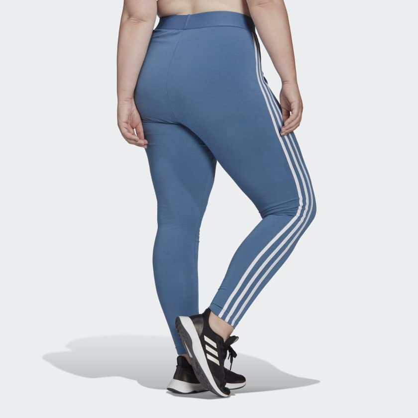adidas Women's Essentials 3-Stripes Leggings, Altered Blue / White, 4X2