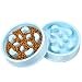 UPSKY Slow Feeder Dog Bowl Fun Feeder No Chocking Slow Feeder Bloat Stop Dog Cat Food Water Bowl with Funny Pattern, Blue (Two Pack)