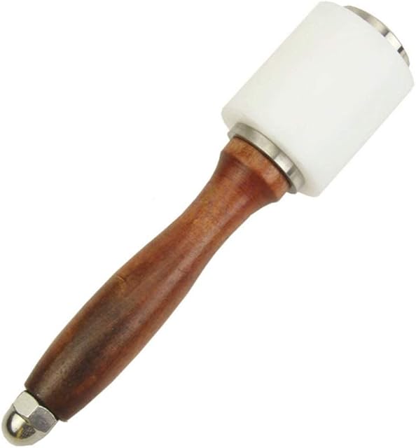 Leather Nylon Mallet,Meiyaa Leather Carving Hammer Nylon Carving Hammer with Wooden Handle for Leather Carving Craft (A)