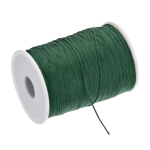 Rebower 1mm Nylon String for Bracelets, 328 Yard Nylon Beading Thread String Cord [ for Jewelry Making Bracelet Necklaces DIY Craft] - Dark Green