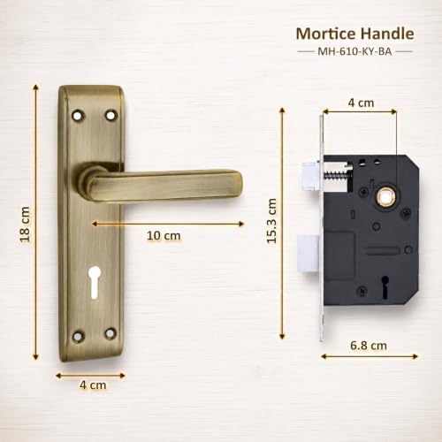 Image of Atom Heavy Duty Mortise Door Lock for Bedroom, Living Room, Main Door, Brass Antique Finish | 3 Keys | 6 Lever Double Stage Lockset for House Hotel Office(610KY)