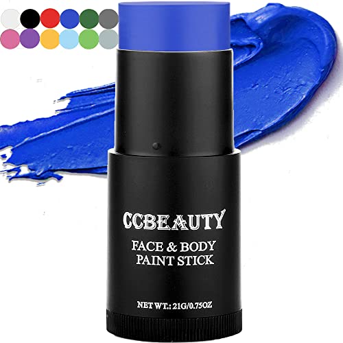 Ccbeauty Blue Face Body Paint Stick, Cream Dark Blue Baseball Eye Black Sticks For Sports, Grease Foundation Makeup, Face Painting Kit For Halloween Avatar Mystique Smurf Cosplay Costume Parties #TOP7