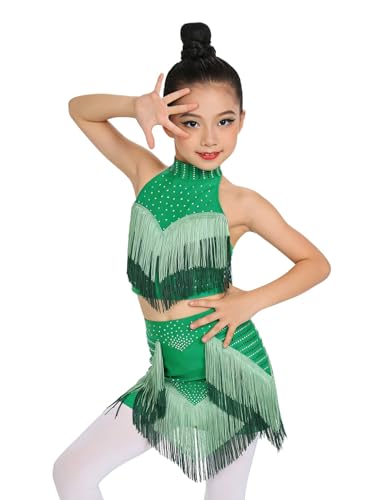 Ensemble de danse latine fille avec jupe fluide et haut de patinage extensible