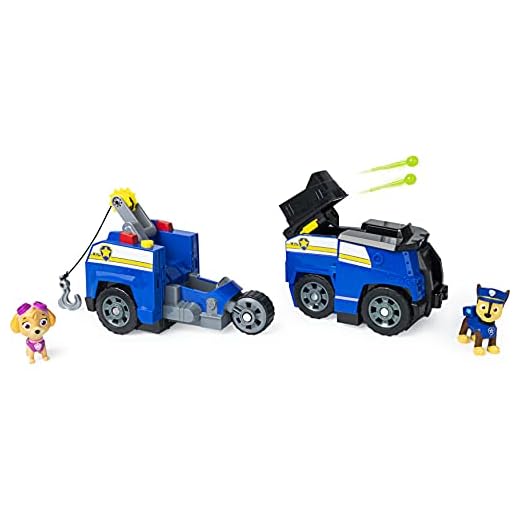 PAW PATROL 6056033 Chase Split-Second 2-in-1 Transforming Police Cruiser Vehicle with 2 Collectible Figures, Multicoloured