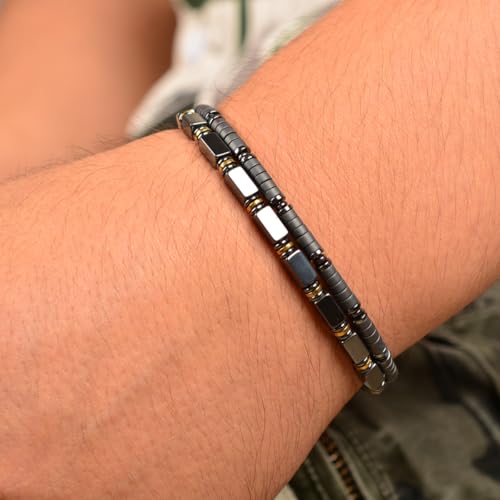 Pulsera Hematite para Hombre Ajustable de Acero Inoxidable miniatura 2