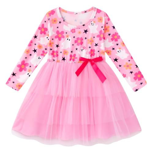 Vieille Toddler Halloween Outfits 3T Girls Long Sleeve Pink Tulle Dress 4T